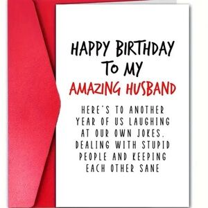 Humorous Red and White Birthday Card for Husband
